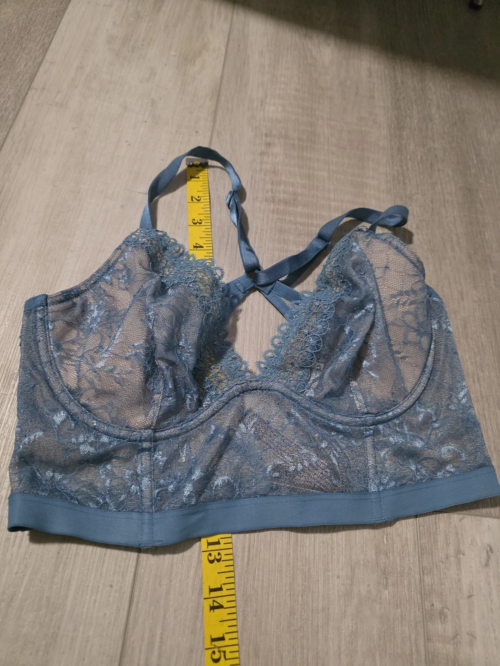 Victoria’s Secret Very Sexy Lace Longline Bra Blue 34D Unlined Plunge - Picture 3 of 8